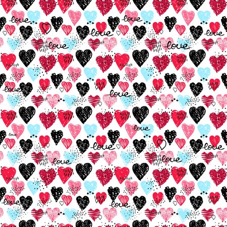 Vector seamless pattern with hearts shape in a modern style.のイラスト素材