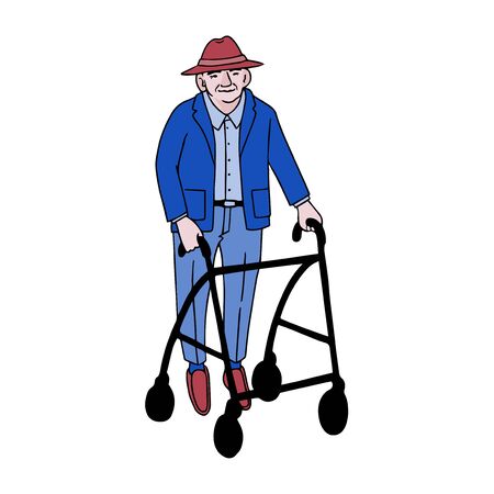 Vector colorful illustration old man. Can be used for postcard, banner, t-shirt print, invitation, greeting card, posterのイラスト素材
