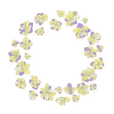 Colorful illustration of floral wreath. Hand draw frame. Can be used for invitation, greeting card and posterのイラスト素材