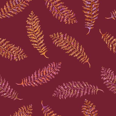 Vector seamless background with colorful watercolor illustration of herbs, plants. Can be used for wallpaper, pattern fills, web page, surface textures, textile print, wrapping paperのイラスト素材