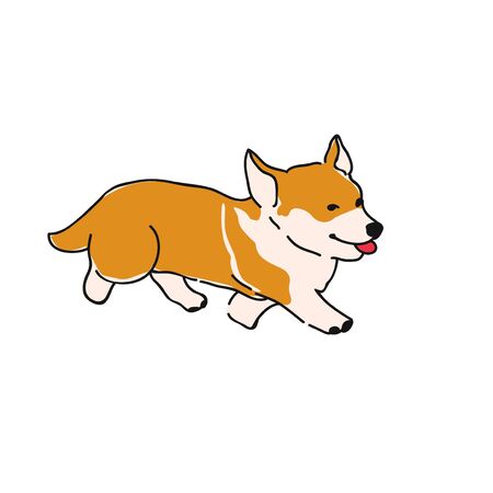 Vector colorful illustration of dog breed Corgi. Can be used for postcard, banner, t-shirt print, invitation, greeting card, posterのイラスト素材