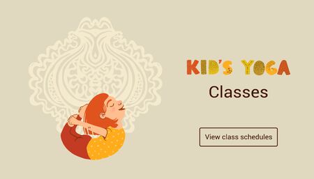 Vector colorful horizontal web banner template Kids Yoga Classesのイラスト素材