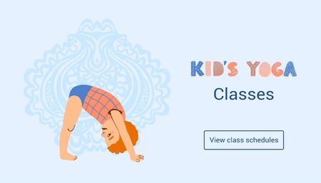 Vector colorful horizontal web banner template Kids Yoga Classesのイラスト素材