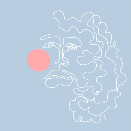 Vector modern poster with illustration of portrait one line. Scandinavian Style. For wallpaper, posters, textile print, greeting card template, social media post,のイラスト素材