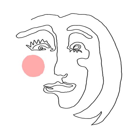Vector modern poster with illustration of portrait one line. Scandinavian Style. For wallpaper, posters, textile print, greeting card template, social media post,のイラスト素材
