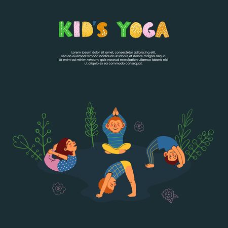 Vector colorful card template Kids Yogaのイラスト素材
