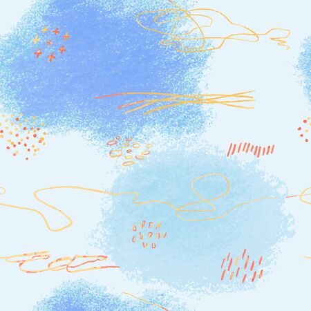 Vector modern seamless background with colorful hand drawn abstract pencil spots, doodles. Use it for wallpaper, textile print, pattern fills, surface texture, wrapping paper, design of presentationのイラスト素材