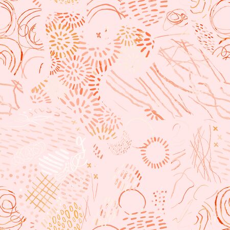Vector modern seamless background with colorful hand drawn abstract lines, doodles. Use it for wallpaper, textile print, pattern fills, web, surface texture, wrapping paper, design of presentationのイラスト素材