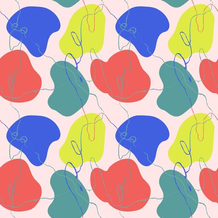 Vector modern seamless pattern with colorful hand draw abstract elements, doodles. Use it for wallpaper, textile print, pattern fills, web page, surface textures, wrapping paper, design presentationのイラスト素材
