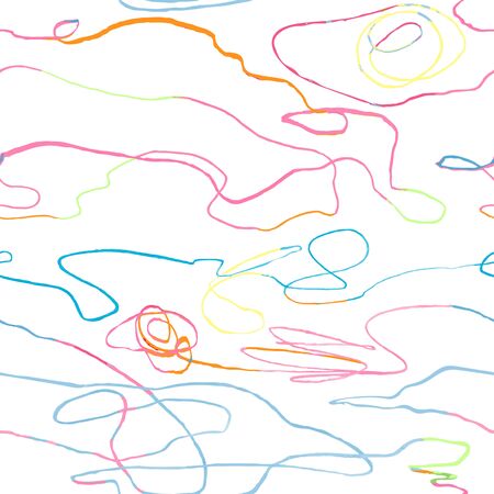 Vector modern seamless background with colorful hand drawn abstract lines, doodles. Use it for wallpaper, textile print, pattern fills, web, surface texture, wrapping paper, design of presentationのイラスト素材