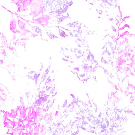 Vector seamless pattern with colorful watercolor illustration of exotic leaves. Use it for wallpaper, textile print, pattern fills, web page, surface textures, wrapping paper, design of presentationのイラスト素材