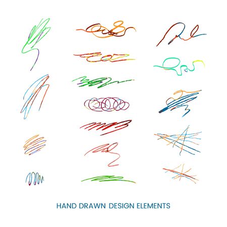 Vector colorful modern set with hand drawn doodle abstract round llustrations. Can be used as elemets for design greeting cards, poster, card, packaging paper designのイラスト素材