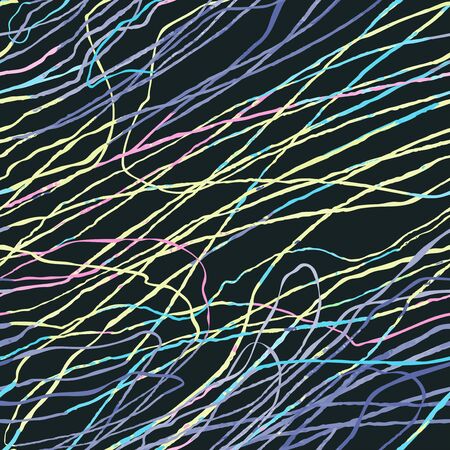 Vector modern seamless background with colorful hand drawn abstract lines, doodles. Use it for wallpaper, textile print, pattern fills, web, surface texture, wrapping paper, design of presentationのイラスト素材