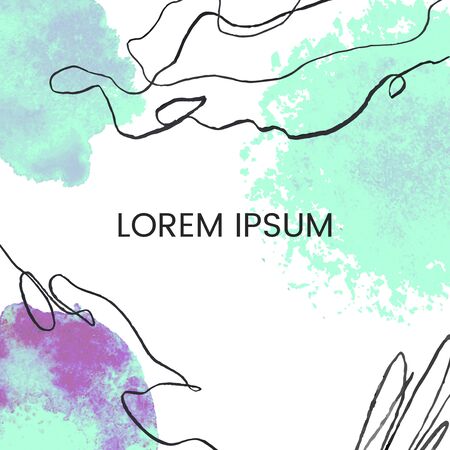 Vector abstract template with abstract elements. Hand draw frame. Use it as invitation, greeting card, poster, banner, Social Media design post, flyer, cover, placard, brochure and other graphic designのイラスト素材