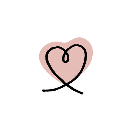 Vector colorful illustration of outline heart shape on red blob, isolated on white background. Use it as icon or element for design banner, Social Media post, sale, brochure and other graphic designのイラスト素材