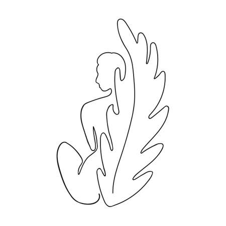 Vector outline black and white illustration of woman body. One line drawing isolated on white background. Use it for design card, poster, banner, social Media post, fashion print, beaty salonのイラスト素材