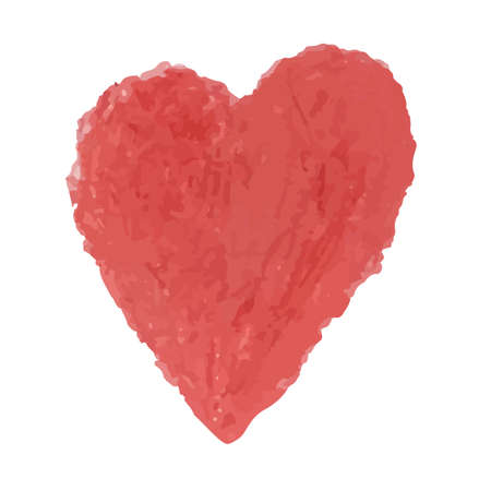 Vector colorful illustration of heart shape drawn with red colored chalk pastels. Elements for design greeting card, poster, banner, Social Media post, invitation, sale, brochure, other graphic designのイラスト素材