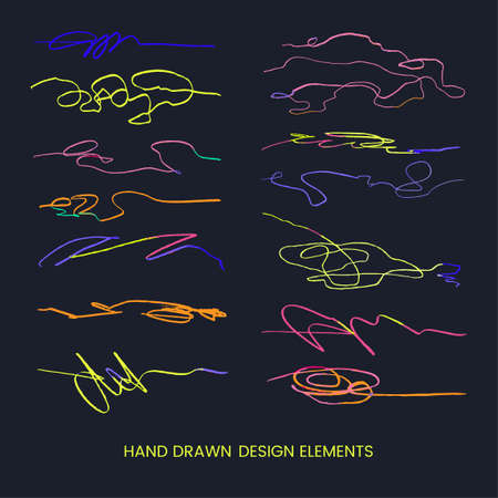 Vector colorful modern set with hand drawn doodle abstract round llustrations. Can be used as elemets for design greeting cards, poster, card, packaging paper designのイラスト素材