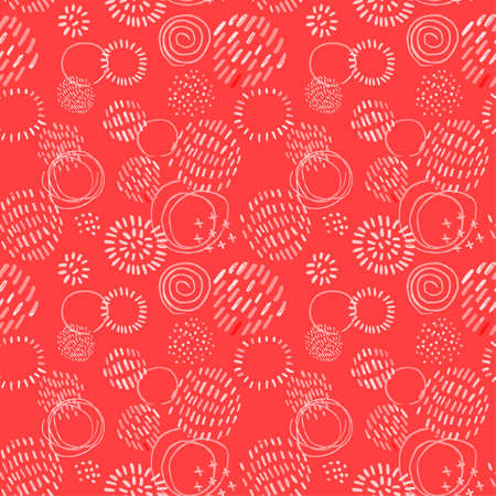 Vector modern seamless background with colorful hand drawn abstract round elements, doodles. Use it for wallpaper, textile print, pattern fills, web, texture, wrapping paper, design presentationのイラスト素材