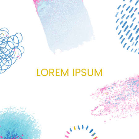 Vector abstract template with abstract elements. Hand draw frame. Use it as invitation, greeting card, poster, banner, Social Media design post, flyer, cover, placard, brochure and other graphic designのイラスト素材