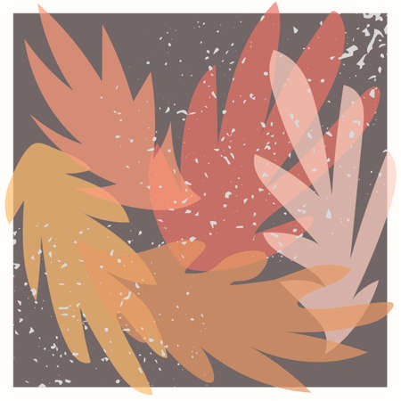 Vector collage modern poster with illustration of exotic palm tree leaves. Scandinavian Style. For posters, textile print, wrapping paper, greeting card template, social media postのイラスト素材