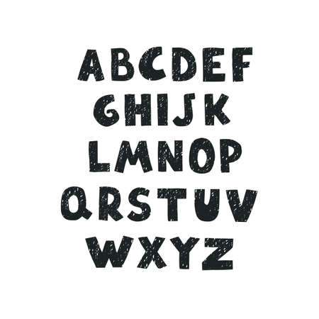Vector cute alphabet for kids. Can be used as elemets for your design for greeting cards, nursery, poster, card, birthday party, packaging paper design, baby t-shirts printsのイラスト素材
