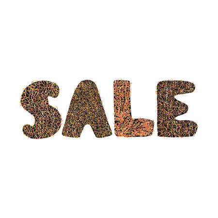 Vector illustration with hand drawn lettering - Sale. Word sale made of flowers. Colorful typography design for postcard, banner, poster, card, flyerのイラスト素材