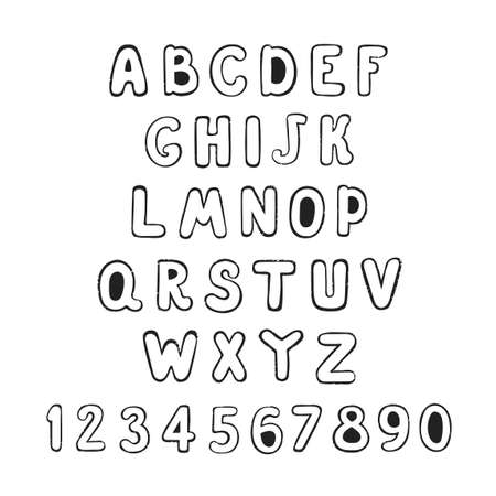 Vector cute alphabet for kids. Can be used as elemets for your design for greeting cards, nursery, poster, card, birthday party, packaging paper design, baby t-shirts printsのイラスト素材