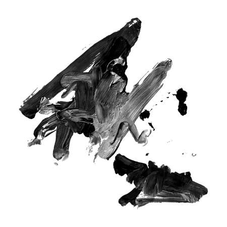 Vector set with black oil paint spot isolated on white background, texture hand drawn illustration. Use it as element for design greeting card, banner, Social Media post, invitation, graphic designのイラスト素材