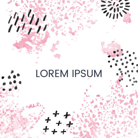 Vector abstract template with pink abstract elements. Hand draw frame. Use it as invitation, greeting card, poster, banner, Social Media design post, flyer, cover, placard, brochure and other graphic designのイラスト素材