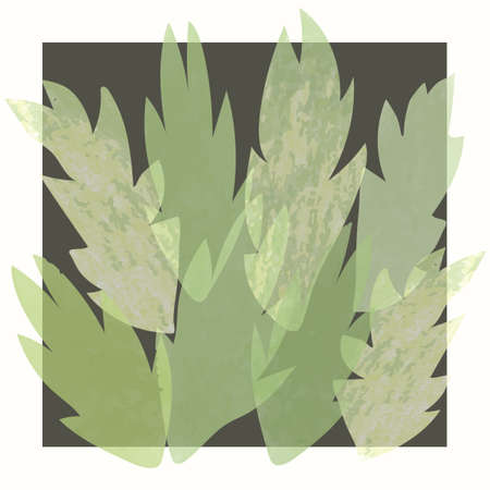 Vector collage modern poster with illustration of exotic palm tree leaves. Scandinavian Style. For posters, textile print, wrapping paper, greeting card template, social media postのイラスト素材