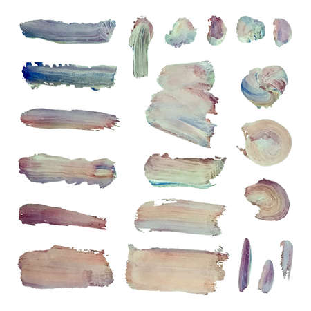 Vector colorful set with oil paint spot background, texture hand drawn illustration. Use it as element for design greeting card, poster, banner, Social Media post, invitation, graphic designのイラスト素材