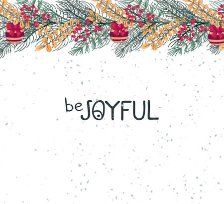 Vector christmas greeting card with illustration of wreath. Use it as invitation, greeting card, poster, banner, Social Media design post, flyer, cover, placard, brochure and other graphic designのイラスト素材