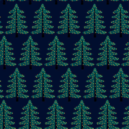 Vector colorful seamless background with Christmas tree. Modern illustration. Can be used for wallpaper, pattern fills, web page, surface textures, textile print, wrapping paper.のイラスト素材