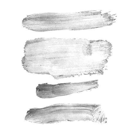 Vector set with gray oil paint spot isolated on white background, texture hand drawn illustration. Use it as element for design greeting card, banner, Social Media post, invitation, graphic designのイラスト素材
