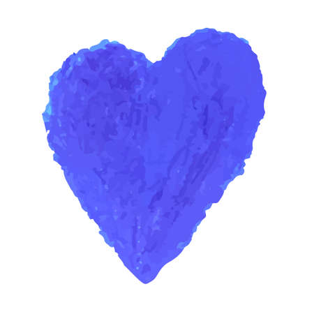 Vector colorful illustration of heart shape drawn with blue colored chalk pastels. Elements for design greeting card, poster, banner, Social Media post, invitation, sale, brochure, other graphic designのイラスト素材