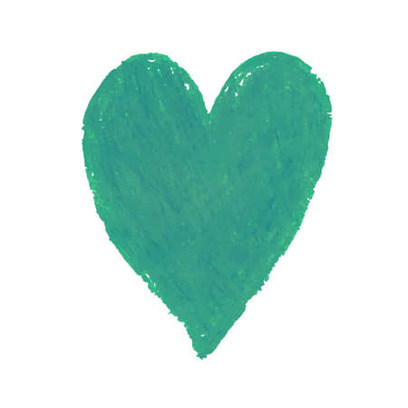 Vector colorful illustration of heart shape drawn with green colored chalk pastels. Elements for design greeting card, poster, banner, Social Media post, invitation, sale, brochure, other graphic designのイラスト素材
