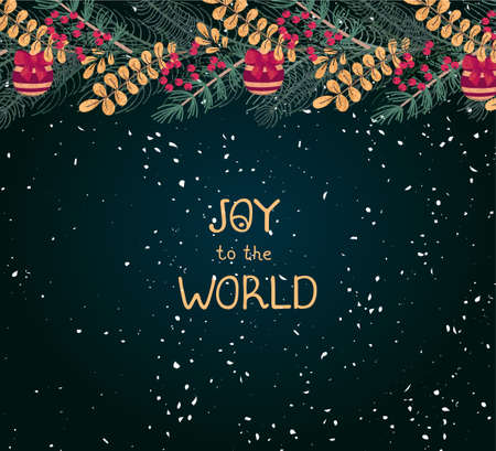 Vector christmas greeting card with illustration of wreath. Use it as invitation, greeting card, poster, banner, Social Media design post, flyer, cover, placard, brochure and other graphic designのイラスト素材