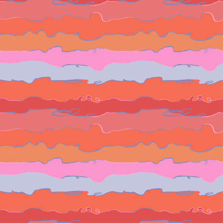 Vector modern seamless background with colorful hand drawn horisontal lines, doodles. Use it for wallpaper, textile print, pattern fills, web, surface texture, wrapping paper, design of presentationのイラスト素材