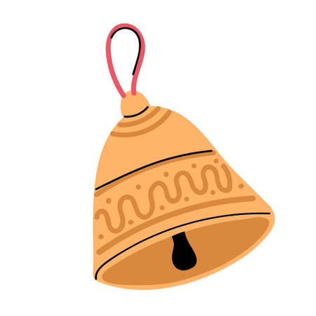 Vector colorful illustration of Christmas bell isolated on white backgroundのイラスト素材