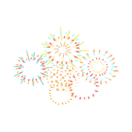 Vector colorful illustration of Fireworks isolated on white backgroundのイラスト素材