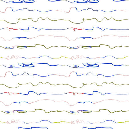 Vector modern seamless background with colorful hand drawn horisontal lines, doodles. Use it for wallpaper, textile print, pattern fills, web, surface texture, wrapping paper, design of presentationのイラスト素材