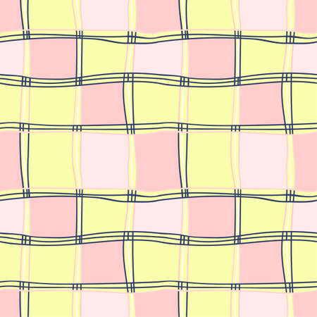 Vector modern seamless pattern with hand draw abstract line, checkered. Use it for wallpaper, textile print, pattern fills, web page, surface textures, wrapping paper, design presentationのイラスト素材