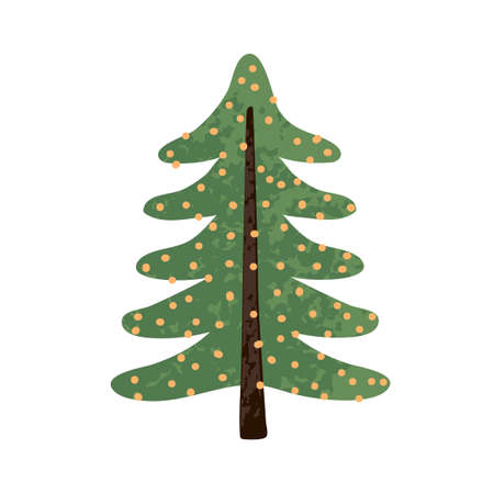 Vector colorful illustration of Christmas tree isolated on white backgroundのイラスト素材