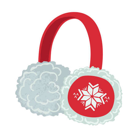 Vector colorful illustration of winter earmuffs with Christmas pattern in diamonds isolated on white backgroundのイラスト素材