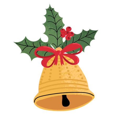 Vector colorful illustration of Christmas bell isolated on white backgroundのイラスト素材