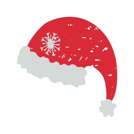 Vector colorful illustration of red santa hat isolated on white backgroundのイラスト素材