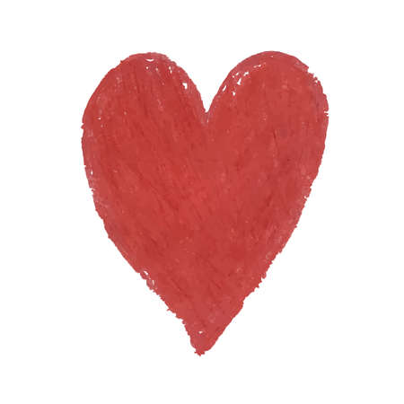 Vector colorful illustration of heart shape drawn with red colored chalk pastels. Elements for design greeting card, poster, banner, Social Media post, invitation, sale, brochure, other graphic designのイラスト素材