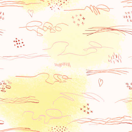 Vector modern seamless background with colorful hand drawn abstract pencil spots, doodles. Use it for wallpaper, textile print, pattern fills, surface texture, wrapping paper, design of presentationのイラスト素材