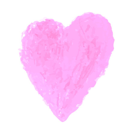 Vector colorful illustration of heart shape drawn with pink colored chalk pastels. Elements for design greeting card, poster, banner, Social Media post, invitation, sale, brochure, other graphic designのイラスト素材